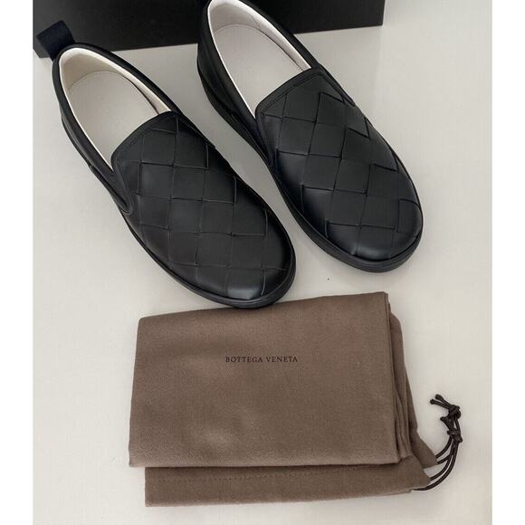 Bottega Veneta Intrecciato Calf Leather Black Shoes 7 US 578303 Italy NIB $760 main image 11